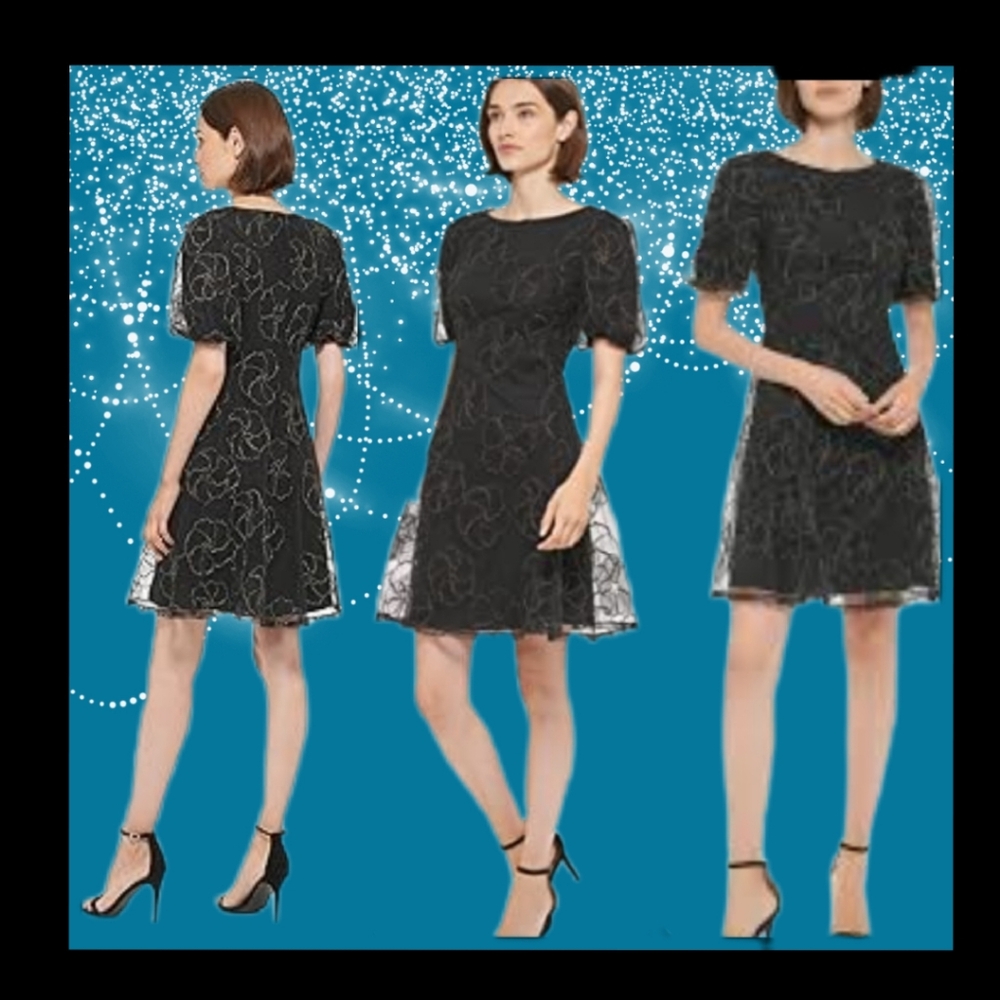 Elegant Black Floral Dress By DNKY